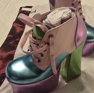 Sugar Thrillz Carnival Dreams Multicolor Platform Ankle Boots